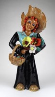 1L422 H. Rahmer Mária Black Dress Ceramic Woman with Flowers 47 cm