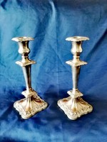 Pair of silver-plated large candle holders