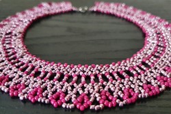 Necklace strung with pearls, handmade pearl necklace collar