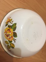 Yellow rose enamel bowl