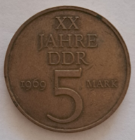 20 éves az NDK . jubileumi . 5 márka 1969   (215)