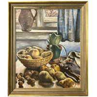 Gustav Rossi (1898-1976) olaj-vászon csendélet keretben gyönyörű festmény szignált német olasz festő