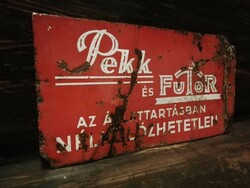 Pekk és Futor állateledel zománctábla, kétoldalas reklámtábla, cégér, reklám