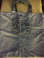 Egy farmer újjászületése - TOTE BAG,erős textil bevásárló táska,elöl zsebes válltáska régi farmerből