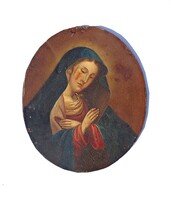 18. századi, vaslemezre festett Madonna, olajkép