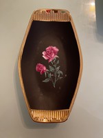 Nagyon szép fekete alapon rózsás 24 kr. arannyal díszített kínáló
