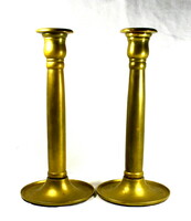 Pair of thick, large Biedermeier style copper candle holders