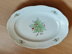 Hecsedli mintás ovális Herendi porcelán kínáló tál