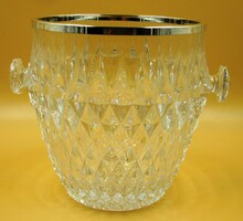 Large crystal glass ice tray, with metal overlay, diameter 18 cm, height 20 cm