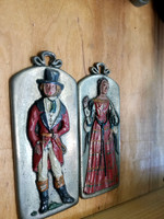 Zinn / pewter artisanal enamel wall picture in pair - liquidation of collection