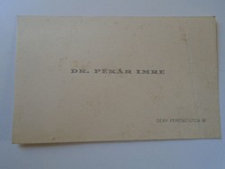 ZA417.19 Dr. Pekár Imre gépészmérnök, feltaláló, malomtechnológus  -névjegykártya 1920k