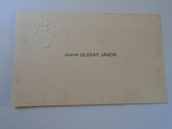 ZA417.24   olgyai Olgyay János, a Földhitelintézet főtitkára  - családi címerrel névjegykártya 1930k