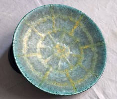 Iparművészeti kézműves Retro design kerámia tál fali dísz tányér 27,5 x 4 cm