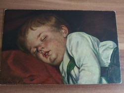 Antik művész képeslap, Alvó kisfiú