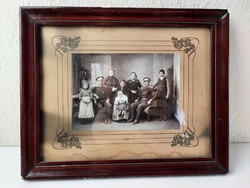 Antik, szecessziós orosz családi fotó, keretben