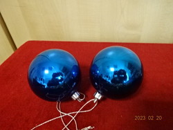 Karácsonyi gömb, kék színű, átmérője 7 cm, két darab.  Jókai.