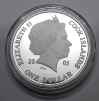 II. Erzsébet 2005 Cook Islands souvenir 1 dollar 20.5 Grams color silver p