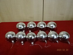 Christmas glass ball, silver color, six + four pieces. Jokai.