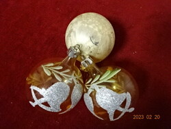 Karácsonyi üveggömb harang mintával, három egyben eladó. Jókai.