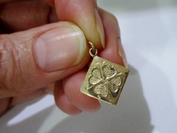 Szép antik 14kt szerencse medál lóhere motívummal