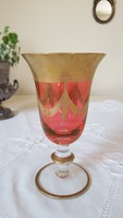 Antique pink engraved gilded glass cup