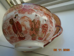 Kutani Suzuki aranyozott tojáshéj porcelán teás szett ritka szerzetesek és panoramikus táj mintával