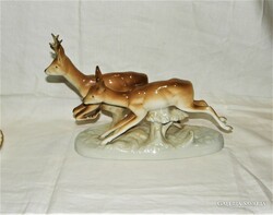 Rare deer pair - royal dux porcelain