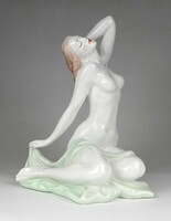 1L619 Régi ritka Aquincum porcelán ülő női akt szobor 24 cm