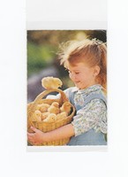 Húsvéti jugoszláv képeslap (kislány csibével)
