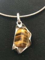 A particularly beautiful tiger's eye pendant! New silver jewelry! Indicated! 925! Real stone! 5.5 cm x 2.5 cm