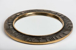Pap Zoltán ötvös iparművészeti brutalista bronz fali tükör  29 cm
