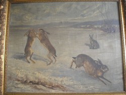 N11 discounted the duel and the storm begins in the sky wild rabbits 79.5.X 66 cm hunting house, castle mansion