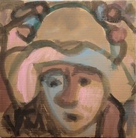Csepeli Németh Miklós : Nő kalapban - akvarell