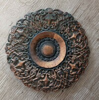 régi fém tál, 22 cm, ajándék mécsestartóval