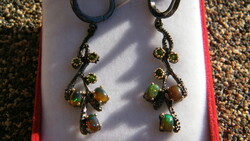 Black Ethiopian opal 925 silver earrings with black rhodium