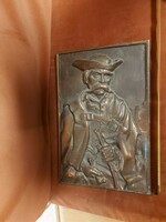 Bronzed metal relief, 18x26 cm, in good condition
