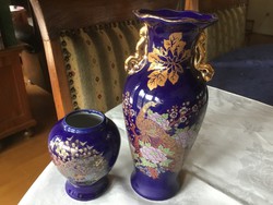 Pávás váza 20 és 10 cm, csodás, hibátlanok