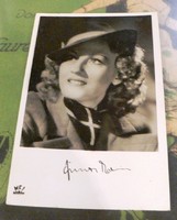 Erzsi Simor's printed signature on the photo postcard depicting him