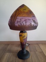 Gallé szecessziós üveg asztali lámpa szitakötővel
