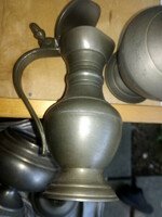 Antique pewter wine jug with lid carafe 20 cm - liquidation of collection