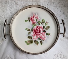 Old pink faience tray