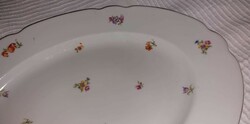 Gyönyörű virágos, Csehszlovák,  nagy méretű porcelán kínáló tál, asztalközép