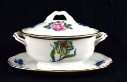 ANTIK KISMÉRETŰ PIRKENHAMMER PORCELÁN FEDLES MÁRTÁSOS TÁL