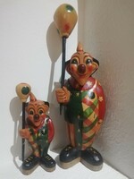 Antique wooden clowns with balloons 19-36 cm