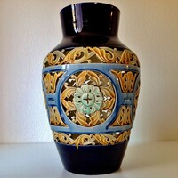Huge h. Boulanger majolica vase - 47 x 30 cm.