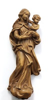 Mária a gyermek Jézussal, faragott fa szobor
