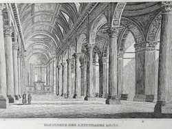 Genova az Annunciader templom belseje. Eredeti acelmetszet ca.1835