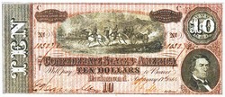 Konföderációs Államok 10 dollár 1864 REPLIKA