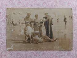 Old postcard 1912 photo postcard beach seaside lido