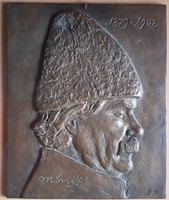 Árpád Somogyi: bronze relief by Zsigmond Móricz, 28 x 23 cm